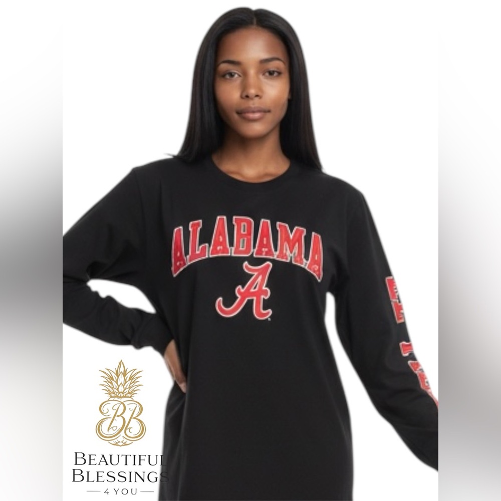 Alabama  Women’s Long Sleeve Shirt - Dark Navy Blue and Red